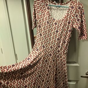 LuLaRoe abstract Nicole red and white dress small